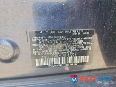Zdjęcie 13 z 13 samochodu: 2013 SUBARU FORESTER 2.5X VIN:JF2SHABC2DH422231 - miniatura