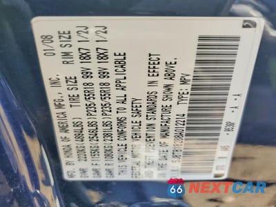 Zdjęcie 12 z 12 samochodu: 2008 ACURA RDX VIN:5J8TB18288A012214 - miniatura