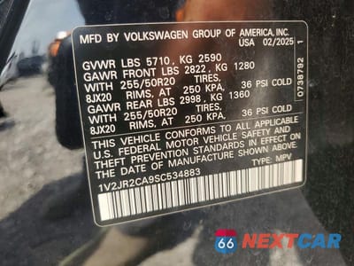 Zdjęcie 12 z 12 samochodu: 2025 VOLKSWAGEN ATLAS SE VIN:1V2JR2CA9SC534883 - miniatura
