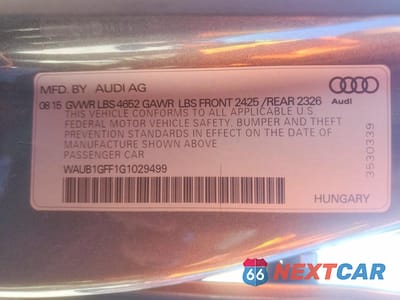 Zdjęcie 12 z 12 samochodu: 2016 AUDI S3 PREMIUM PLUS VIN:WAUB1GFF1G1029499 - miniatura