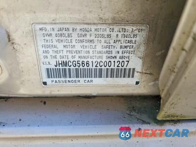 Zdjęcie 12 z 12 samochodu: 2002 HONDA ACCORD EX VIN:JHMCG56612C001207 - miniatura