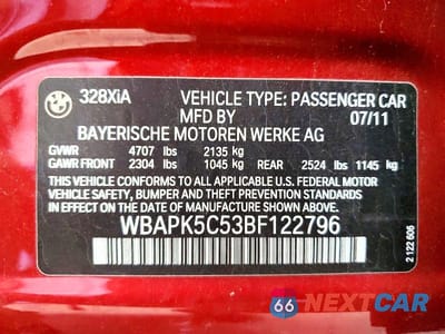 Zdjęcie 12 z 12 samochodu: 2011 BMW 328 XI SULEV VIN:WBAPK5C53BF122796 - miniatura