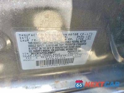 Zdjęcie 12 z 12 samochodu: 2016 NISSAN VERSA 1.6 S PLUS VIN:3N1CN7AP2GL840817 - miniatura