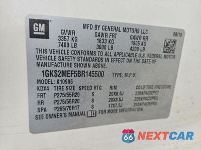 Zdjęcie 13 z 13 samochodu: 2011 GMC YUKON XL DENALI VIN:1GKS2MEF5BR145500 - miniatura