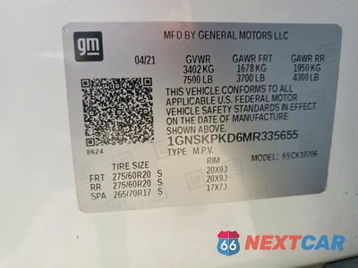 Zdjęcie 13 z 13 samochodu: 2021 CHEVROLET TAHOE K1500 Z71 VIN:1GNSKPKD6MR335655 - miniatura