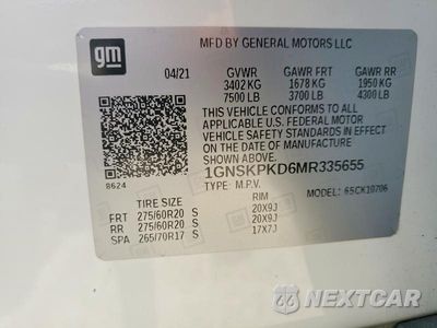 Zdjęcie 13 z 13 samochodu: 2021 CHEVROLET TAHOE K1500 Z71 VIN:1GNSKPKD6MR335655 - miniatura