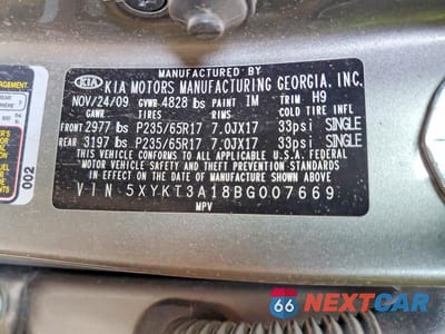 Zdjęcie 13 z 13 samochodu: 2011 KIA SORENTO GL VIN:5XYKT3A18BG007669 - miniatura