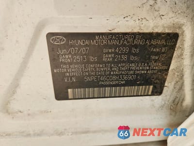 Zdjęcie 12 z 12 samochodu: 2008 HYUNDAI SONATA GLS VIN:5NPET46C08H336901 - miniatura