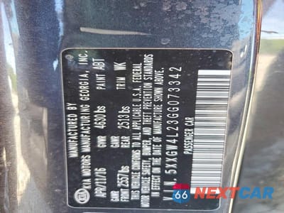 Zdjęcie 12 z 12 samochodu: 2016 KIA OPTIMA SX VIN:5XXGW4L23GG073342 - miniatura