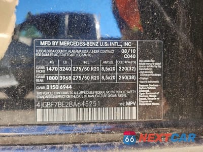 Zdjęcie 12 z 12 samochodu: 2011 MERCEDES-BENZ GL 450 4MATIC VIN:4JGBF7BE2BA645251 - miniatura