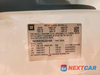 Zdjęcie 12 z 12 samochodu: 2012 CHEVROLET SILVERADO K1500 LT VIN:1GCVKSE25CZ231434 - miniatura