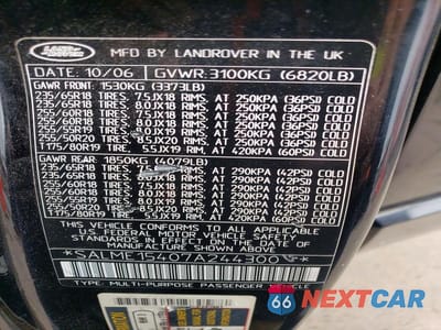 Zdjęcie 12 z 12 samochodu: 2007 LAND ROVER RANGE ROVER HSE VIN:SALME15407A244300 - miniatura