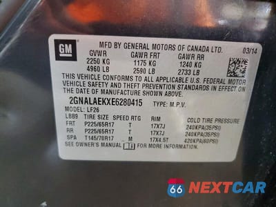 Zdjęcie 14 z 14 samochodu: 2014 CHEVROLET EQUINOX LS VIN:2GNALAEKXE6280415 - miniatura