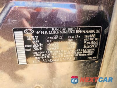Zdjęcie 14 z 14 samochodu: 2022 HYUNDAI SANTA FE XRT VIN:5NMS64AJ7NH381181 - miniatura