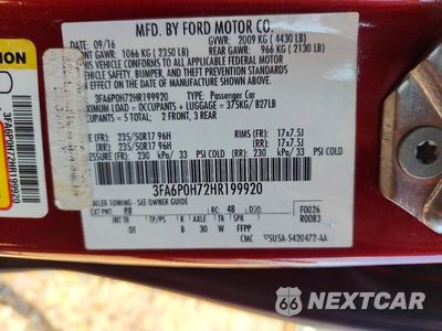 Zdjęcie 12 z 12 samochodu: 2017 FORD FUSION SE VIN:3FA6P0H72HR199920 - miniatura