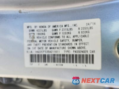 Zdjęcie 12 z 12 samochodu: 2014 HONDA ACCORD SPORT VIN:1HGCR2F52EA211611 - miniatura