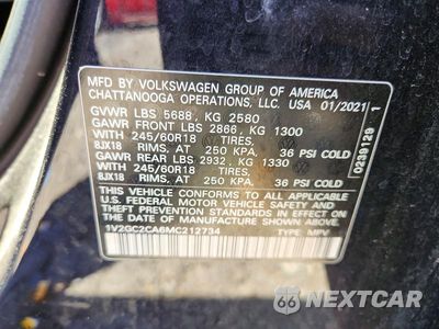 Zdjęcie 13 z 13 samochodu: 2021 VOLKSWAGEN ATLAS CROSS SPORT S VIN:1V2GC2CA6MC212734 - miniatura