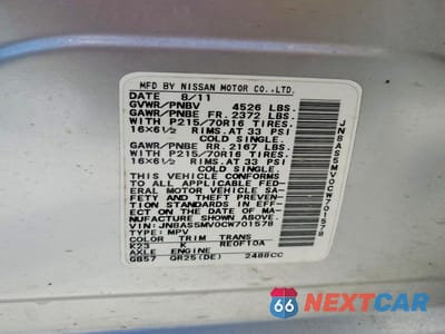 Zdjęcie 12 z 12 samochodu: 2012 NISSAN ROGUE S VIN:JN8AS5MV0CW701578 - miniatura