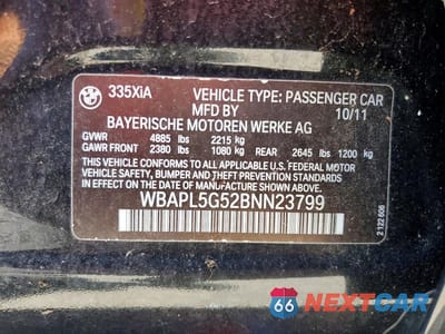 Zdjęcie 12 z 12 samochodu: 2011 BMW 335 XI VIN:WBAPL5G52BNN23799 - miniatura