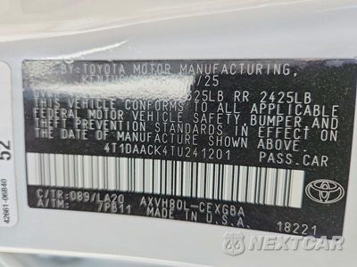 Zdjęcie 12 z 12 samochodu: 2026 TOYOTA CAMRY XLE VIN:4T1DAACK4TU241201 - miniatura