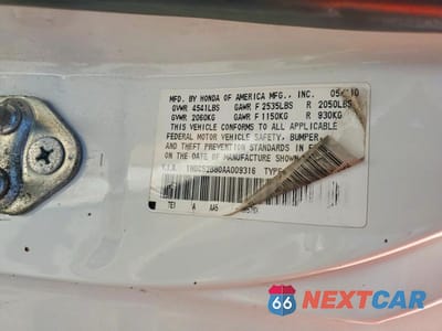 Zdjęcie 12 z 12 samochodu: 2010 HONDA ACCORD EXL VIN:1HGCS2B80AA009316 - miniatura