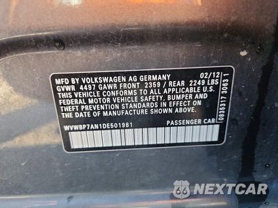 Zdjęcie 13 z 13 samochodu: 2013 VOLKSWAGEN CC SPORT VIN:WVWBP7AN1DE501981 - miniatura