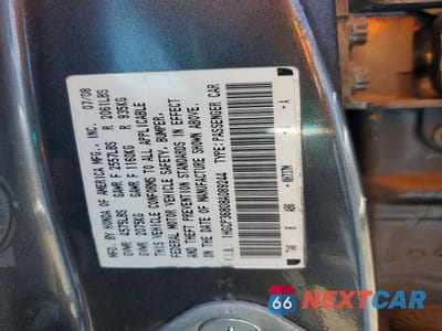 Zdjęcie 12 z 12 samochodu: 2008 HONDA ACCORD EXL VIN:1HGCP36808A089244 - miniatura
