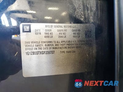 Zdjęcie 12 z 12 samochodu: 2016 CHEVROLET MALIBU LS VIN:1G1ZB5STXGF239707 - miniatura