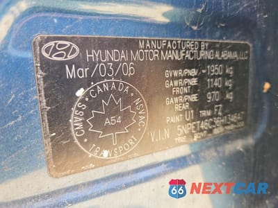 Zdjęcie 12 z 12 samochodu: 2006 HYUNDAI SONATA GL VIN:5NPET46C36H134647 - miniatura