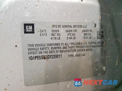Zdjęcie 13 z 13 samochodu: 2013 CHEVROLET CRUZE LT VIN:1G1PE5SB5D7229811 - miniatura