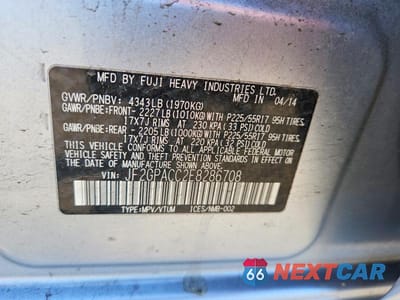 Zdjęcie 13 z 13 samochodu: 2014 SUBARU XV CROSSTREK 2.0 PREMIUM VIN:JF2GPACC2E8286708 - miniatura