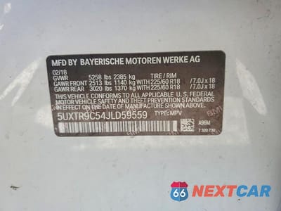 Zdjęcie 13 z 13 samochodu: 2018 BMW X3 XDRIVE30I VIN:5UXTR9C54JLD59559 - miniatura