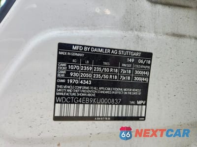 Zdjęcie 13 z 13 samochodu: 2019 MERCEDES-BENZ GLA 250 VIN:WDCTG4EB9KU000837 - miniatura