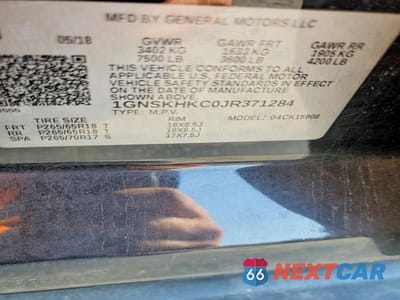 Zdjęcie 13 z 13 samochodu: 2018 CHEVROLET SUBURBAN K1500 LT VIN:1GNSKHKC0JR371284 - miniatura