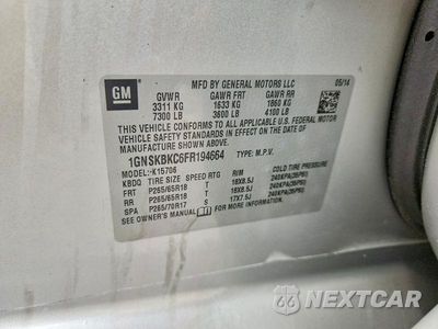 Zdjęcie 13 z 13 samochodu: 2015 CHEVROLET TAHOE K1500 LT VIN:1GNSKBKC6FR194664 - miniatura