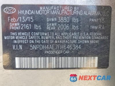 Zdjęcie 13 z 13 samochodu: 2015 HYUNDAI ELANTRA SE VIN:5NPDH4AE7FH646384 - miniatura