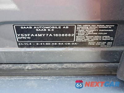 Zdjęcie 12 z 12 samochodu: 2010 SAAB 9-3 2.0T VIN:YS3FA4MY7A1608682 - miniatura
