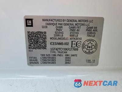 Zdjęcie 12 z 12 samochodu: 2019 GMC SIERRA K3500 VIN:1GT42TCYXKF177699 - miniatura