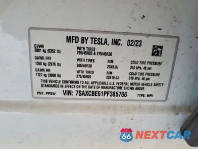 Zdjęcie 14 z 14 samochodu: 2023 TESLA MODEL X VIN:7SAXCBE51PF385766 - miniatura
