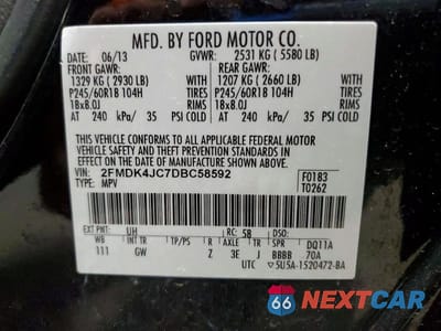 Zdjęcie 13 z 13 samochodu: 2013 FORD EDGE SEL VIN:2FMDK4JC7DBC58592 - miniatura