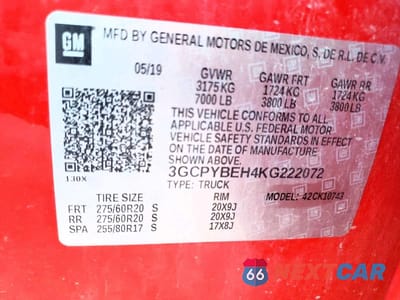 Zdjęcie 13 z 13 samochodu: 2019 CHEVROLET SILVERADO K1500 CUSTOM VIN:3GCPYBEH4KG222072 - miniatura
