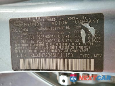Zdjęcie 12 z 12 samochodu: 2005 HYUNDAI TUCSON GLS VIN:KM8JN72D45U111158 - miniatura