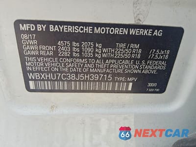 Zdjęcie 12 z 12 samochodu: 2018 BMW X1 SDRIVE28I VIN:WBXHU7C38J5H39715 - miniatura