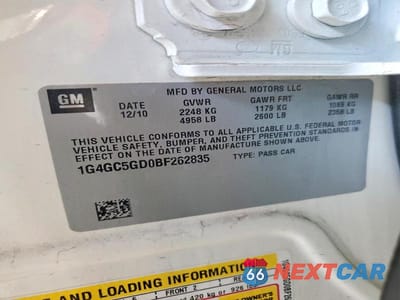 Zdjęcie 13 z 13 samochodu: 2011 BUICK LACROSSE CXL VIN:1G4GC5GD0BF262835 - miniatura