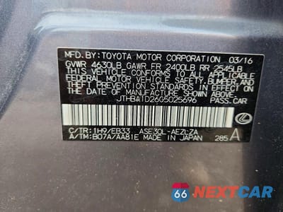 Zdjęcie 13 z 13 samochodu: 2016 LEXUS IS 200T VIN:JTHBA1D26G5025696 - miniatura