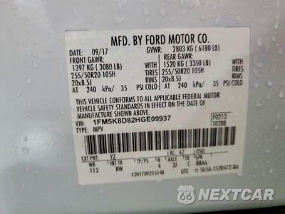 Zdjęcie 13 z 13 samochodu: 2017 FORD EXPLORER XLT VIN:1FM5K8D82HGE09937 - miniatura