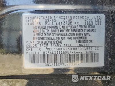 Zdjęcie 13 z 13 samochodu: 2020 NISSAN SENTRA SV VIN:3N1AB8CV7LY233049 - miniatura
