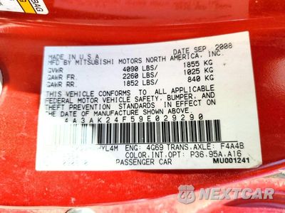 Zdjęcie 12 z 12 samochodu: 2009 MITSUBISHI ECLIPSE VIN:4A3AK24F59E029290 - miniatura