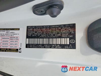 Zdjęcie 12 z 12 samochodu: 2012 LEXUS IS 350 VIN:JTHFE2C24C2508757 - miniatura