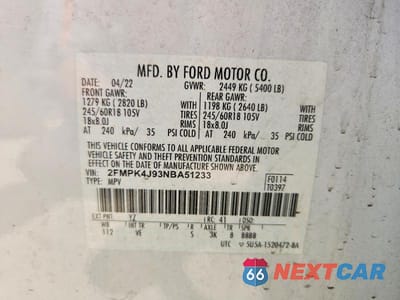 Zdjęcie 13 z 13 samochodu: 2022 FORD EDGE SEL VIN:2FMPK4J93NBA51233 - miniatura